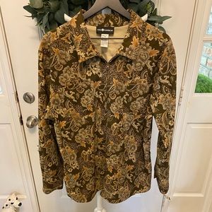 Vintage Sag Harbor Floral Paisley Full Zip Shacket Shirt Jacket LS 18